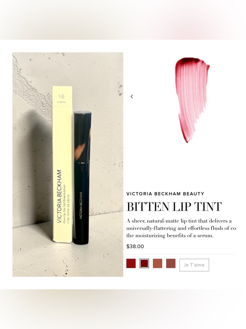 Victoria Beckham Beauty Bitten Lip Tint in Shade Chérie